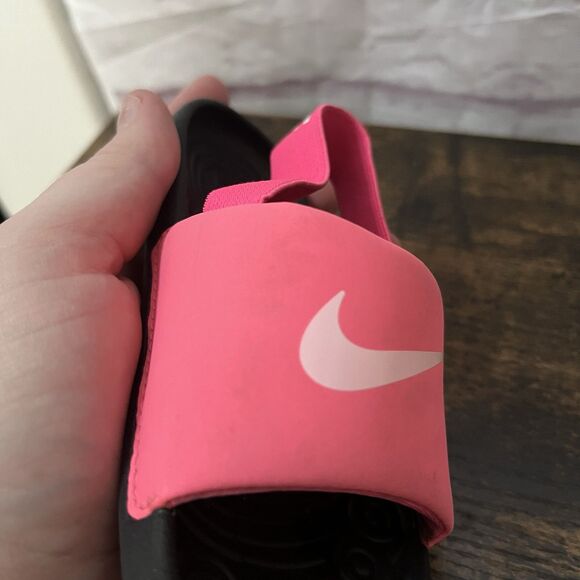Nike Kawa Youth Slides Sandals Kids Girls Size 9C Pink & Black - Picture 8 of 10